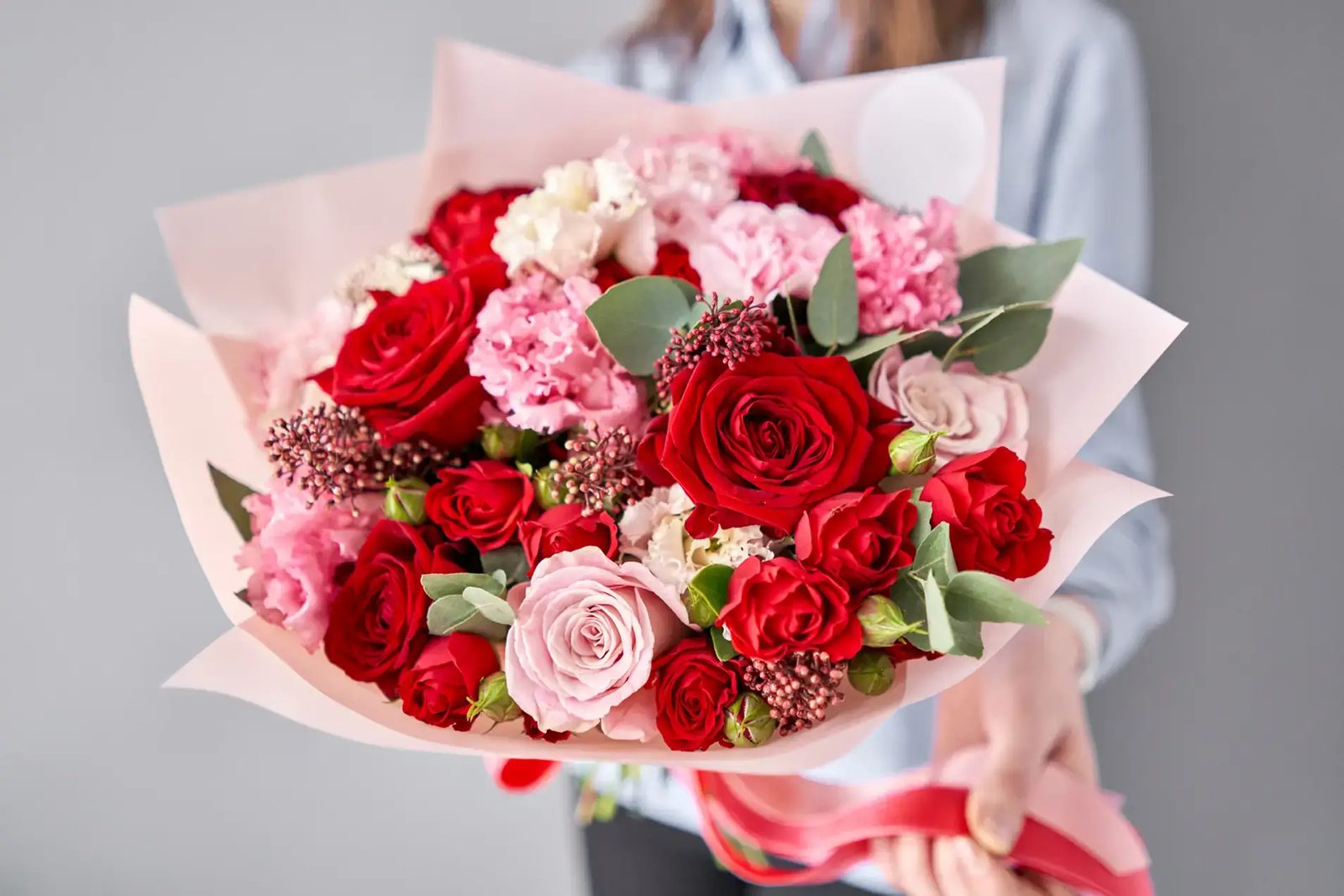 A wrapped flower bouquet from Goldner Walsh